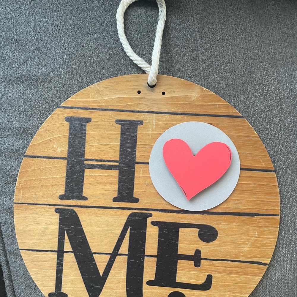 Rustic Wooden Home Wall Decor with Red Heart